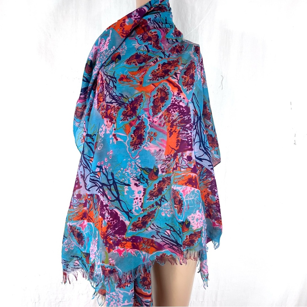 Scarf PIECES Scarf For Women   Abstract Floral Design.  76 x 40in  Fringe